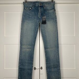 Saint Laurent Ripped Blue Denim Pants